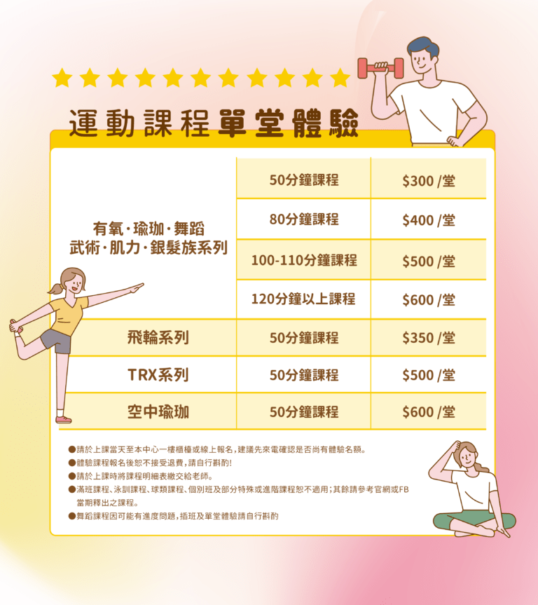 臺北市信義運動中心115年1-2月課程